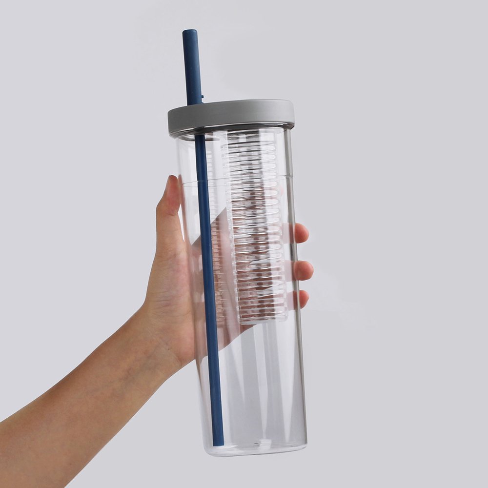 Small Business Filter cup 700ml fruit tea with straw outdoor plastic water bottle with lids Water Bottle Summer