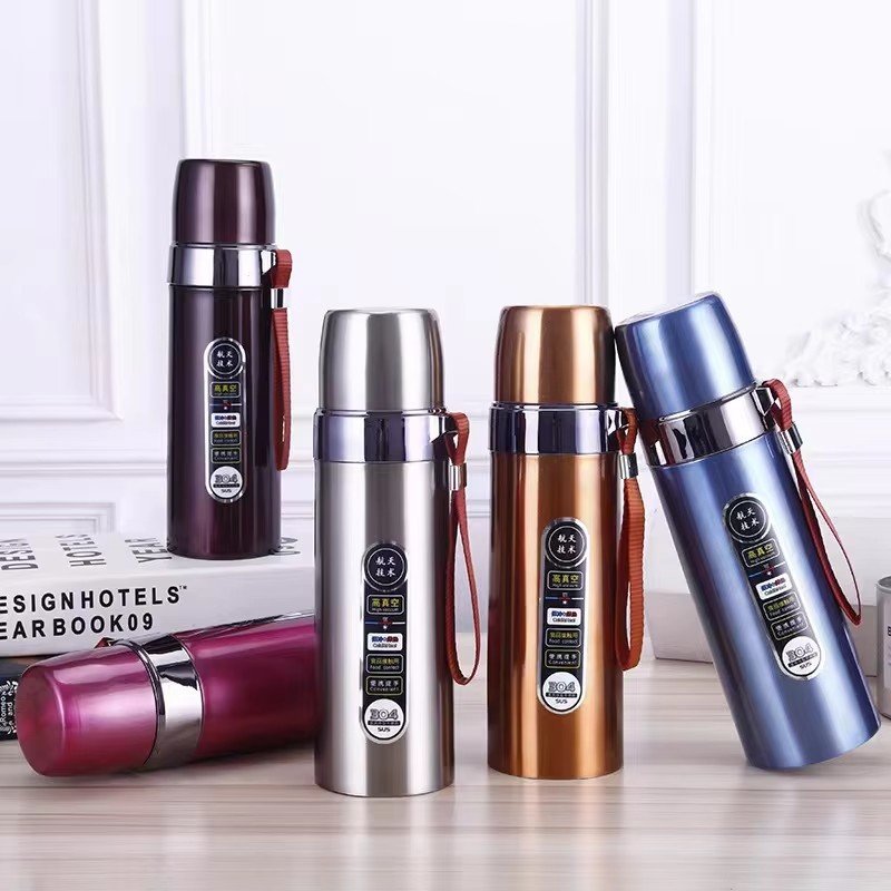 Detachable Double Layer Shaker Water Bottle Drink Kettle Stainless Steel Thermos Vacuum Flask Insulated Tumbler Bottle with Rope