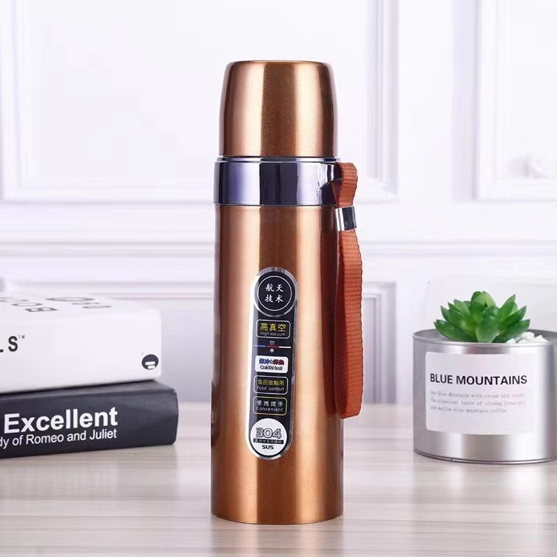 Detachable Double Layer Shaker Water Bottle Drink Kettle Stainless Steel Thermos Vacuum Flask Insulated Tumbler Bottle with Rope
