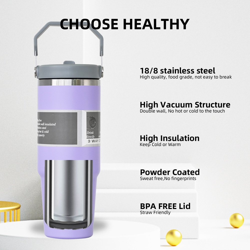 Custom 30Oz Engraved Tumbler Coffee Travel Mug Stainless Steel Vacuum Insulated Tumbler Flip Straw Tumbler For Hot Drinks