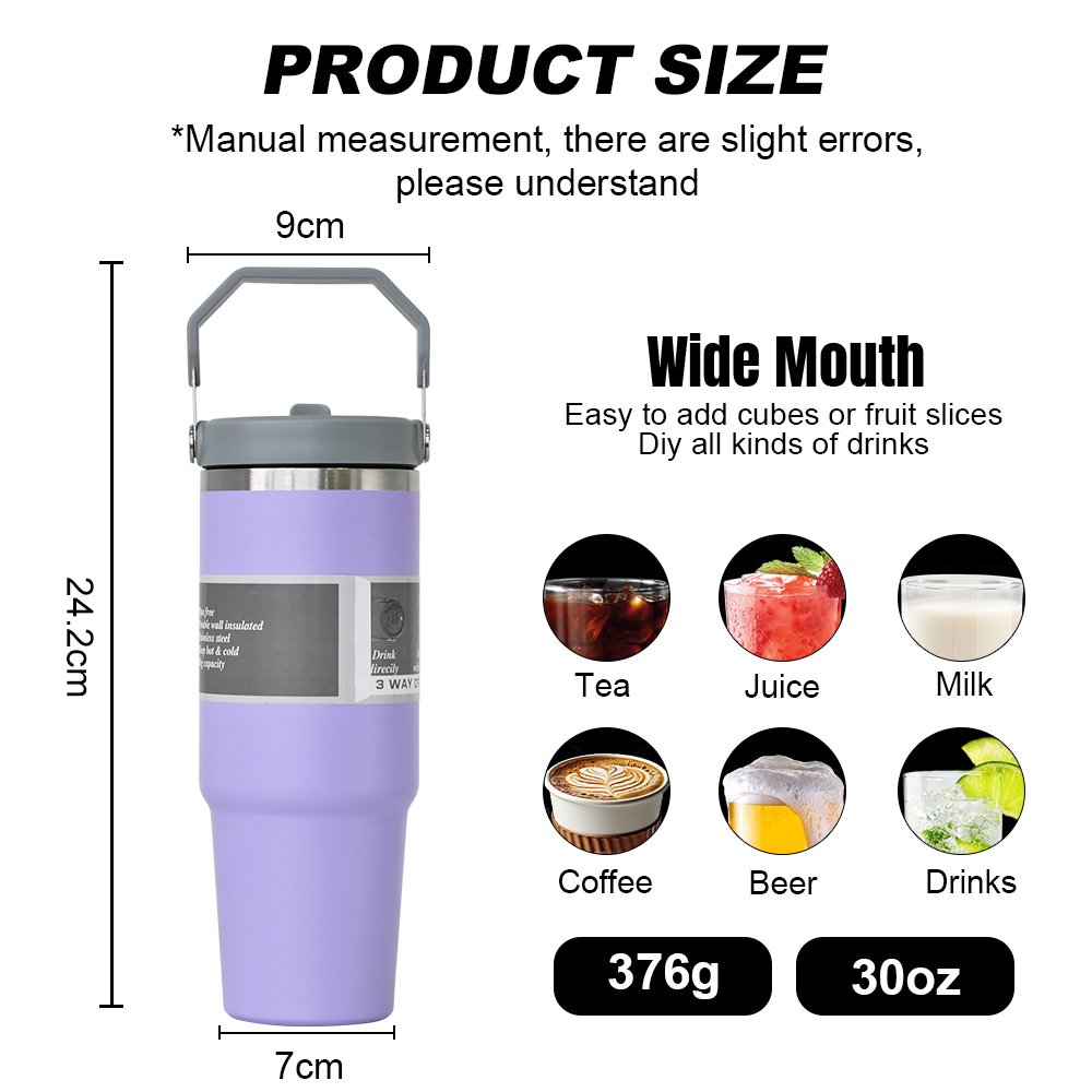 Custom 30Oz Engraved Tumbler Coffee Travel Mug Stainless Steel Vacuum Insulated Tumbler Flip Straw Tumbler For Hot Drinks