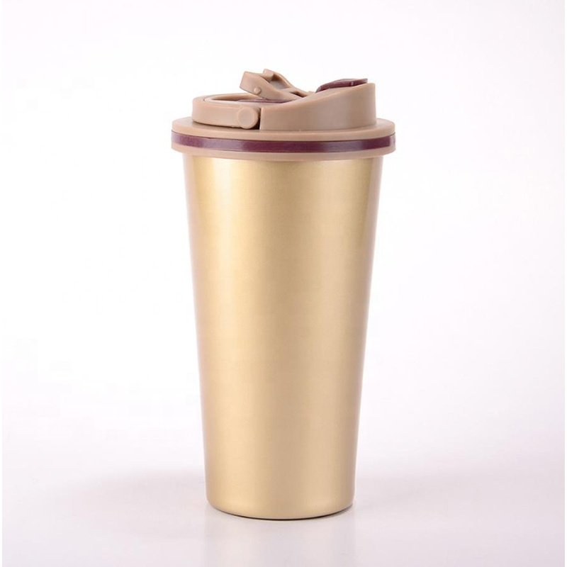 BPA free new custom logo matte color double wall stainless steel insulated coffee mug with handle lid