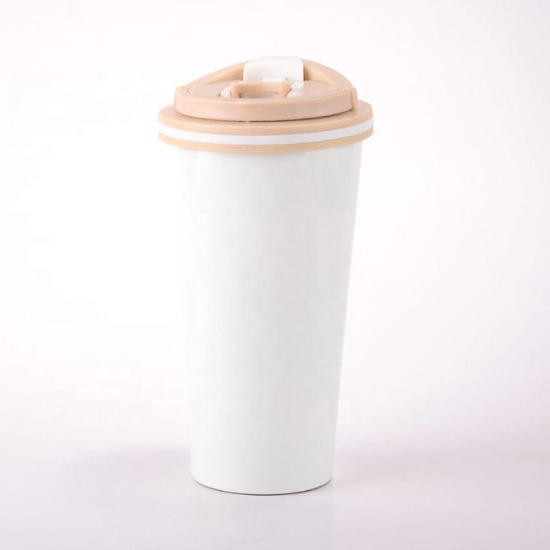 BPA free new custom logo matte color double wall stainless steel insulated coffee mug with handle lid