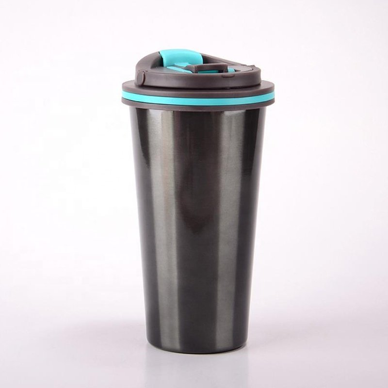 BPA free new custom logo matte color double wall stainless steel insulated coffee mug with handle lid