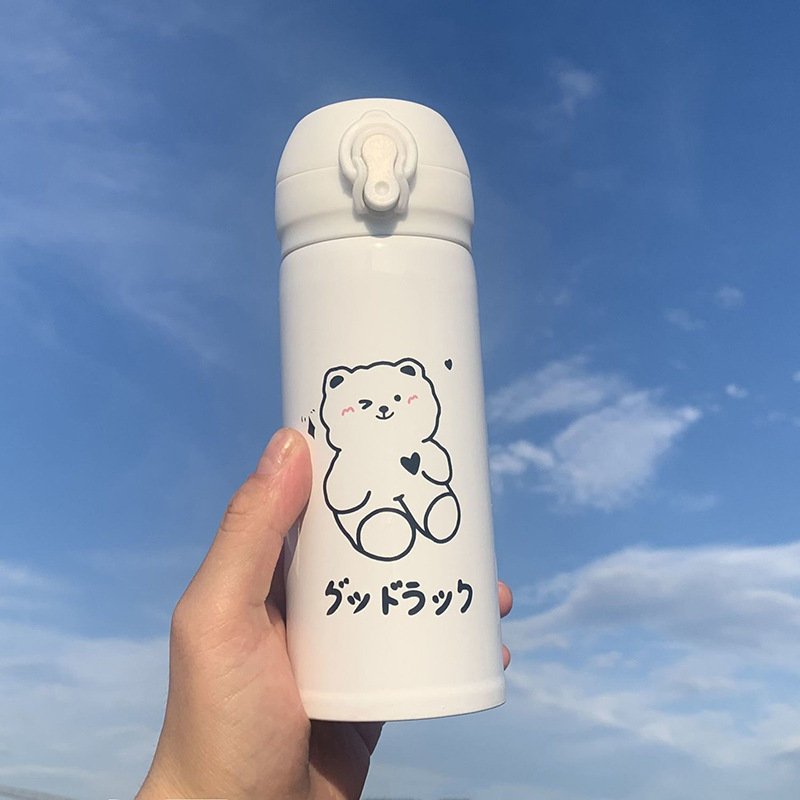 Bear Character Large Capacity Stainless Steel Vacuum Flask Cute Cartoon Children's Portable Thermos Cup High Appearance Levels