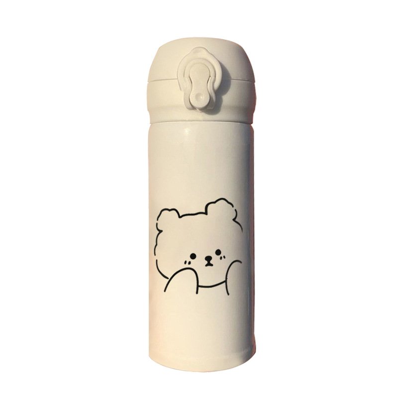 Bear Character Large Capacity Stainless Steel Vacuum Flask Cute Cartoon Children's Portable Thermos Cup High Appearance Levels