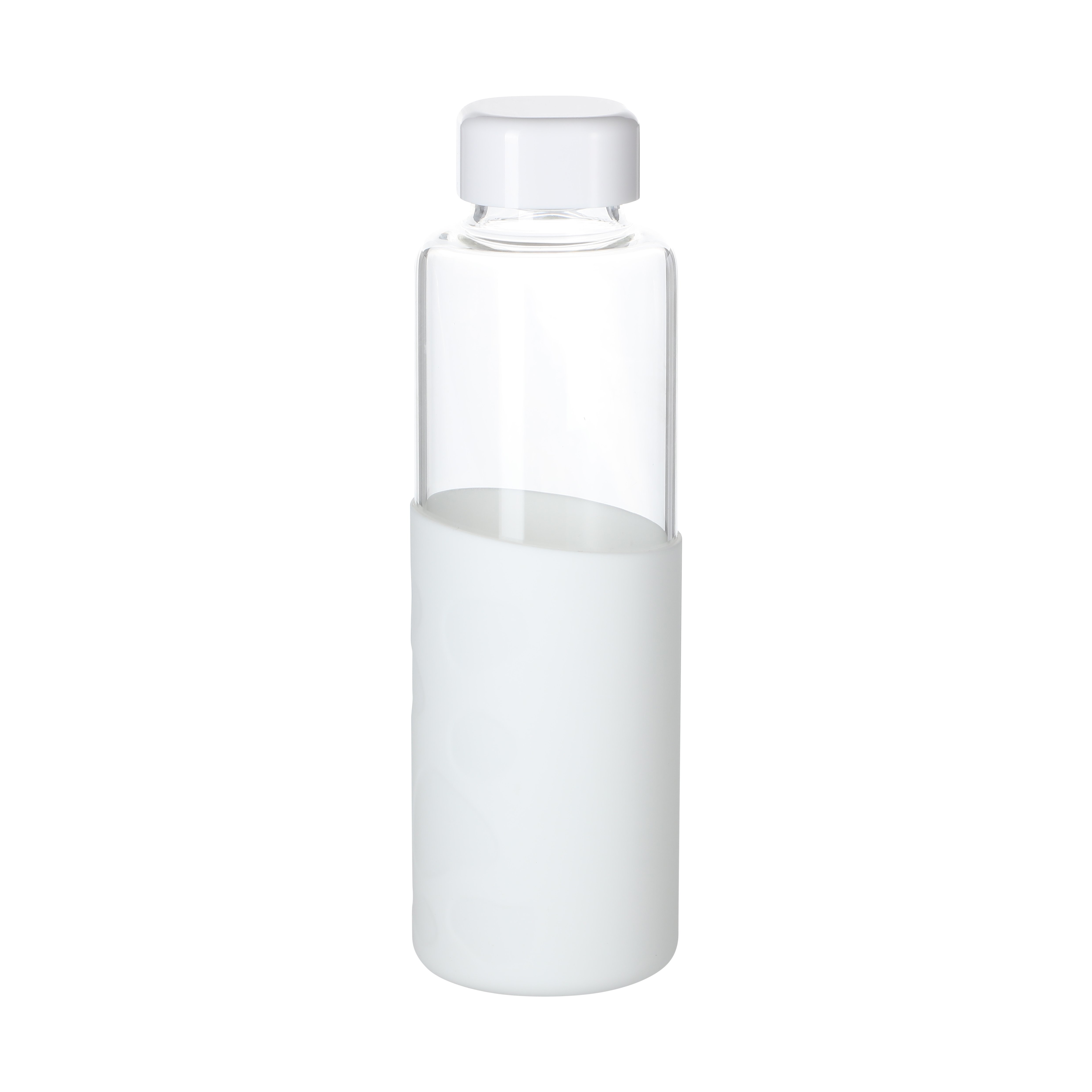 Original Design Outdoor 550Ml High Borosilicate Glass Water Bottle With Square Lid And Pebble Dot Good Grip Silicone Sleeve