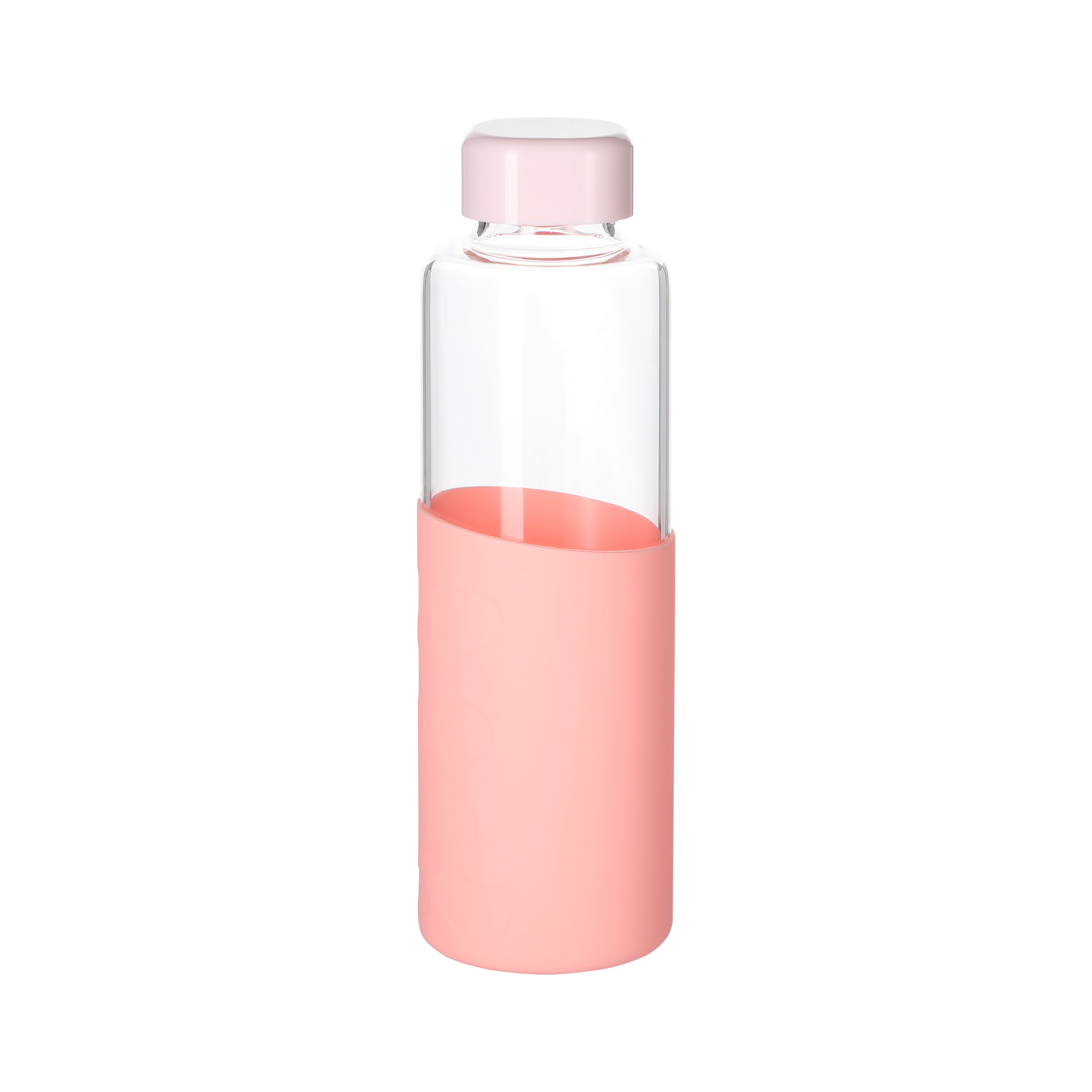 Original Design Outdoor 550Ml High Borosilicate Glass Water Bottle With Square Lid And Pebble Dot Good Grip Silicone Sleeve