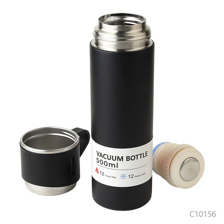 Wholesale 500ml double wall stainless steel Water Bottle with three cups Gift set insulated Flask