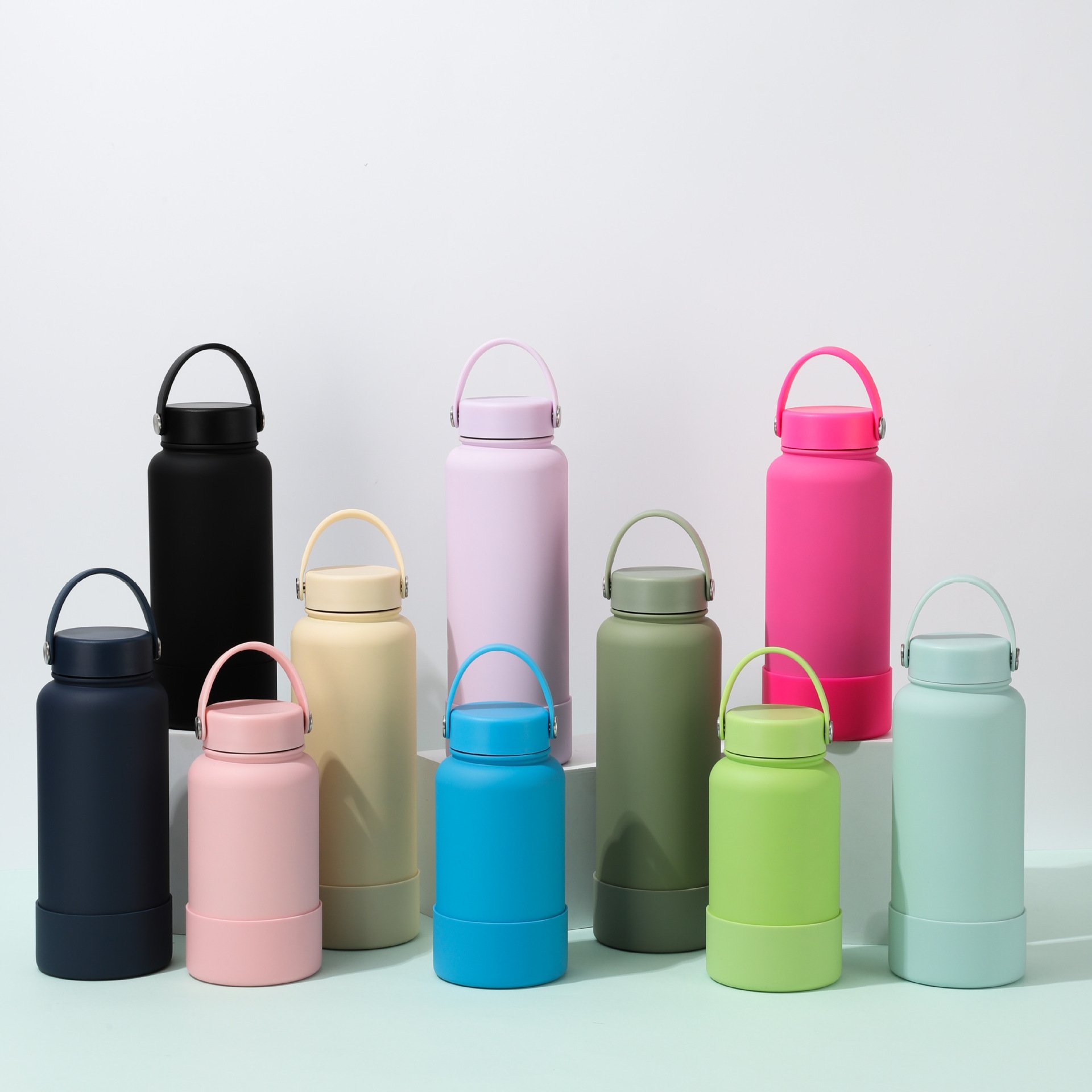 Custom Logo Stainless Steel Wide Mouth Insulated Sports Water Bottle Rubber Coated Vacuum Flask thermos for kids