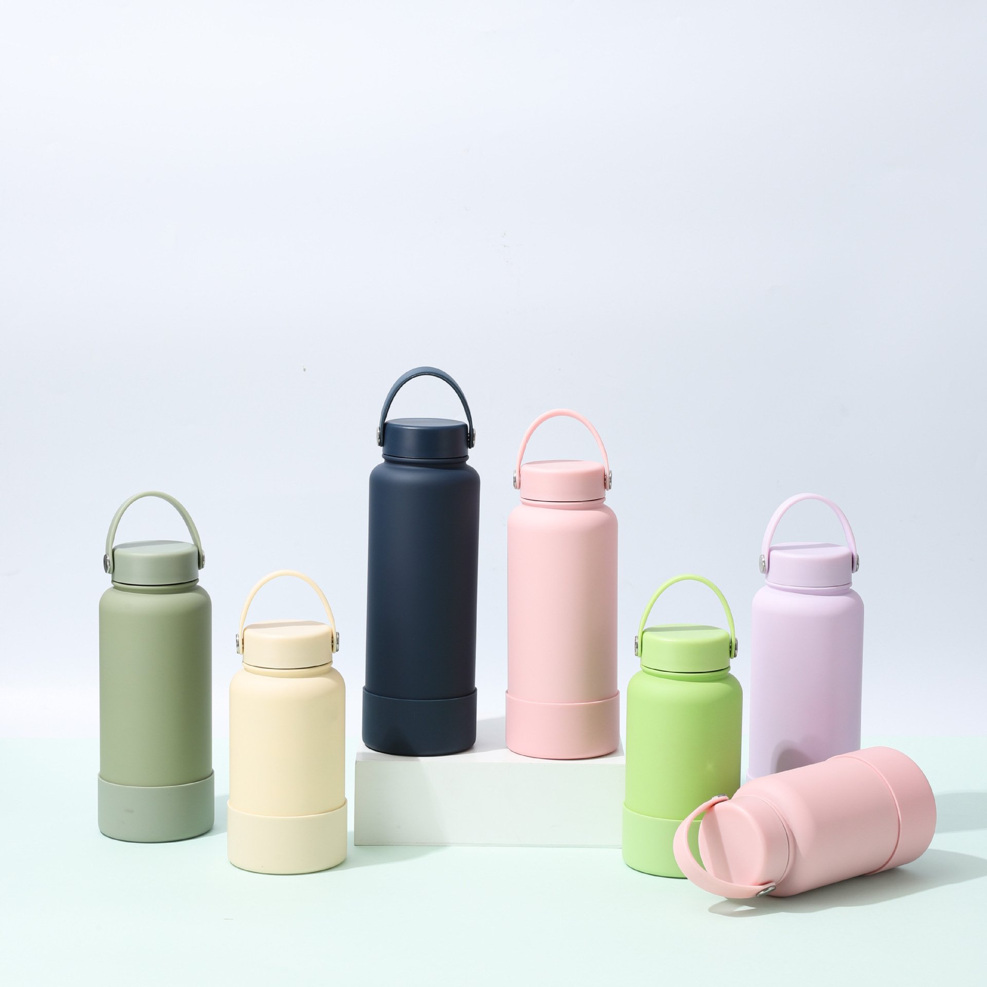 Custom Logo Stainless Steel Wide Mouth Insulated Sports Water Bottle Rubber Coated Vacuum Flask thermos for kids