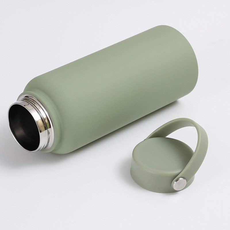 Custom Logo Stainless Steel Wide Mouth Insulated Sports Water Bottle Rubber Coated Vacuum Flask thermos for kids