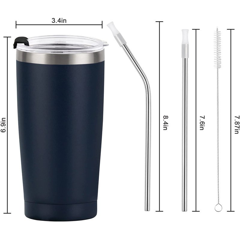 Tumblers wholesale bulk stainless steel 20oz tumblers with straw lid powder coated coffee mug 20 oz