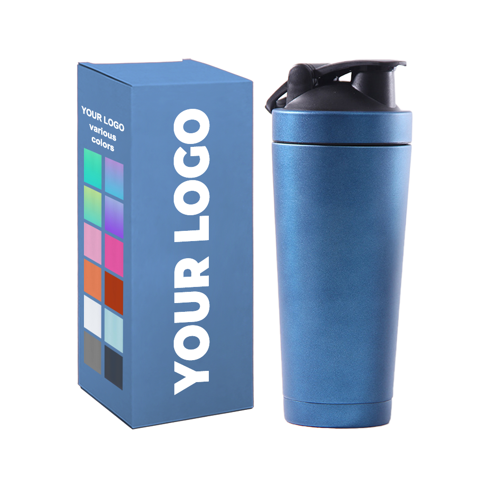 500Ml 750 Ml Gym Sport Water Bottle Stainless Steel Vacuum Flask Metal Cup With Shaker Ball For Whey Milk