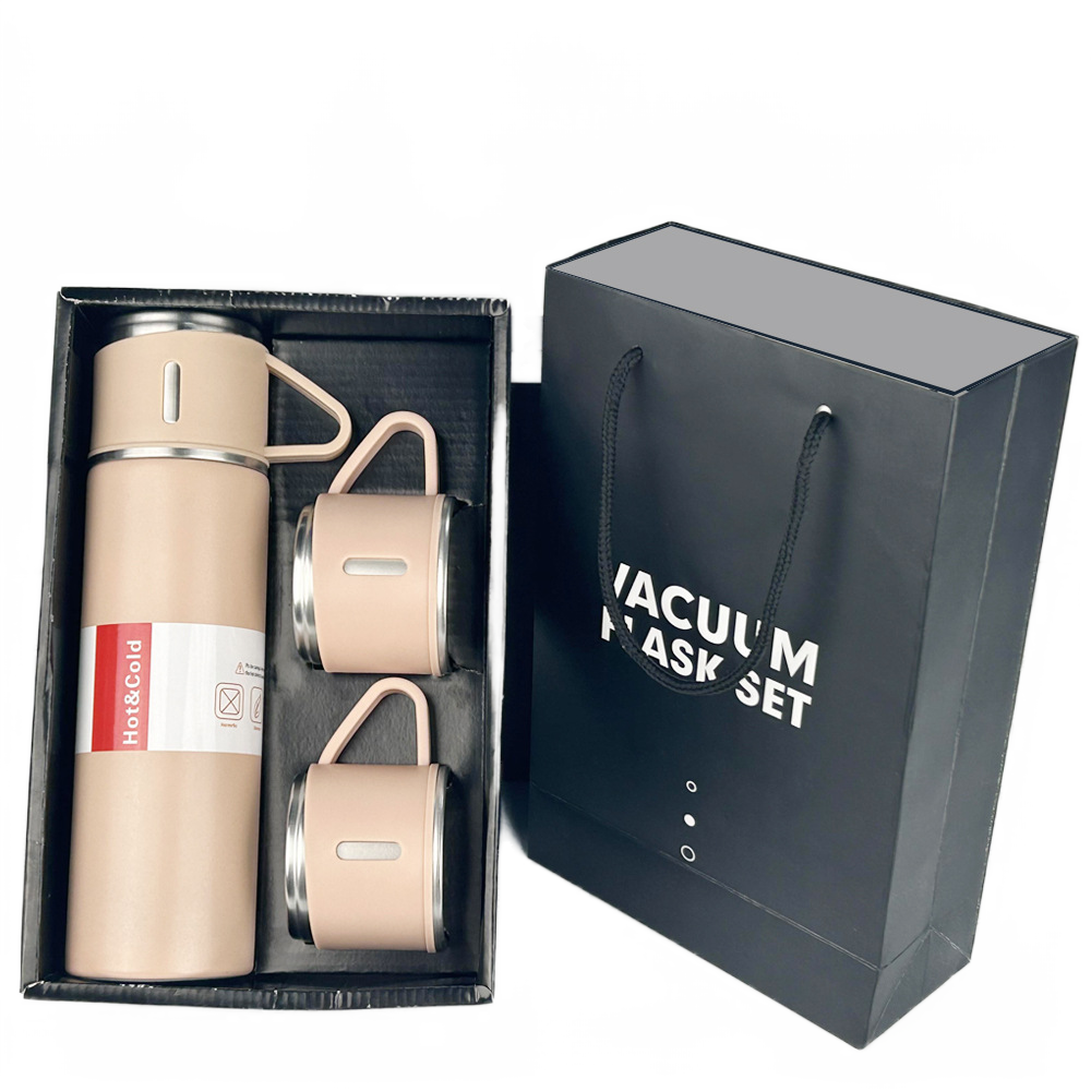 Classic Bullet-Shaped Stainless Steel Vacuum Flasks 3-Piece Thermos Water Bottle Gift Set for Business Gifts