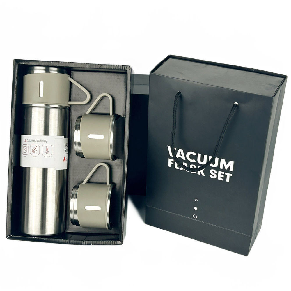 Classic Bullet-Shaped Stainless Steel Vacuum Flasks 3-Piece Thermos Water Bottle Gift Set for Business Gifts