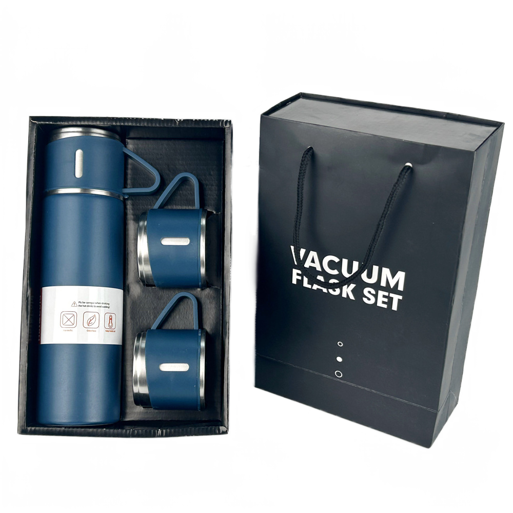 Classic Bullet-Shaped Stainless Steel Vacuum Flasks 3-Piece Thermos Water Bottle Gift Set for Business Gifts