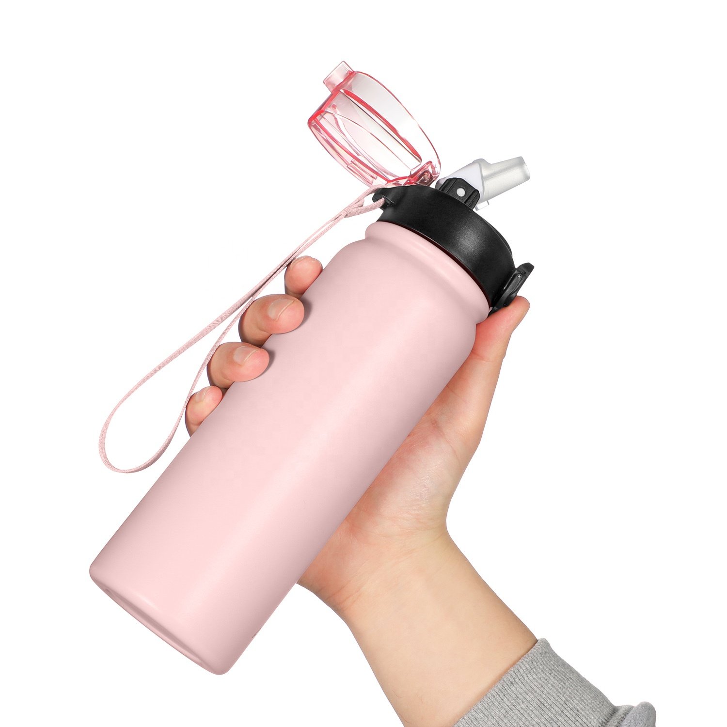New design Double Wall Water Bottle Stainless Steel Vacuum Flask Bottle Sports Bottle with Handle Lid