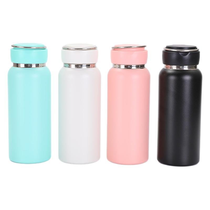 Custom 316 stainless steel vacuum flasks portable double wall insulated thermal water bottle with handle and tea infuser
