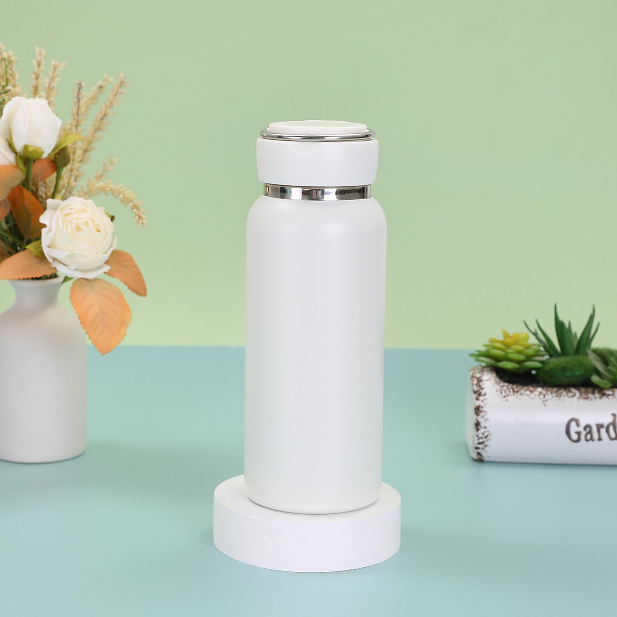 Custom 316 stainless steel vacuum flasks portable double wall insulated thermal water bottle with handle and tea infuser