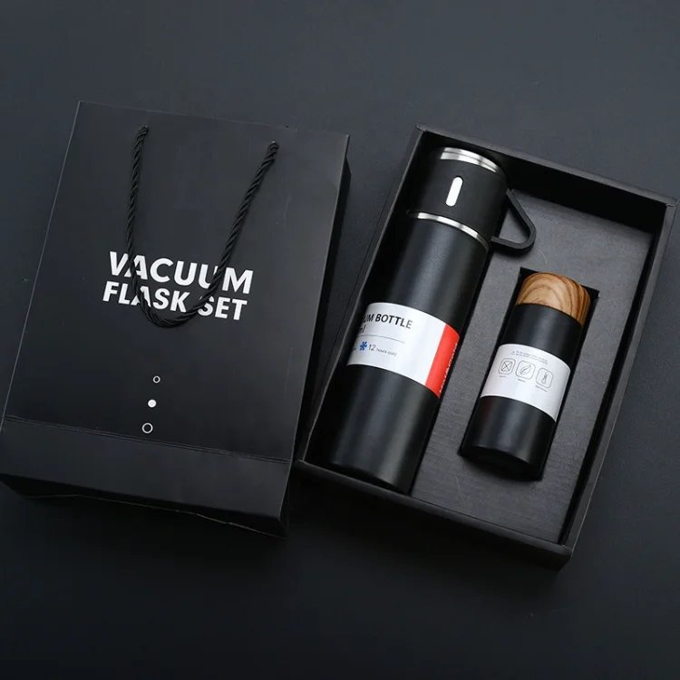 Hot Business Gift Set 500ml 304 Stainless Steel Vacuum Flask Thermos Cup Set With Custom Logo