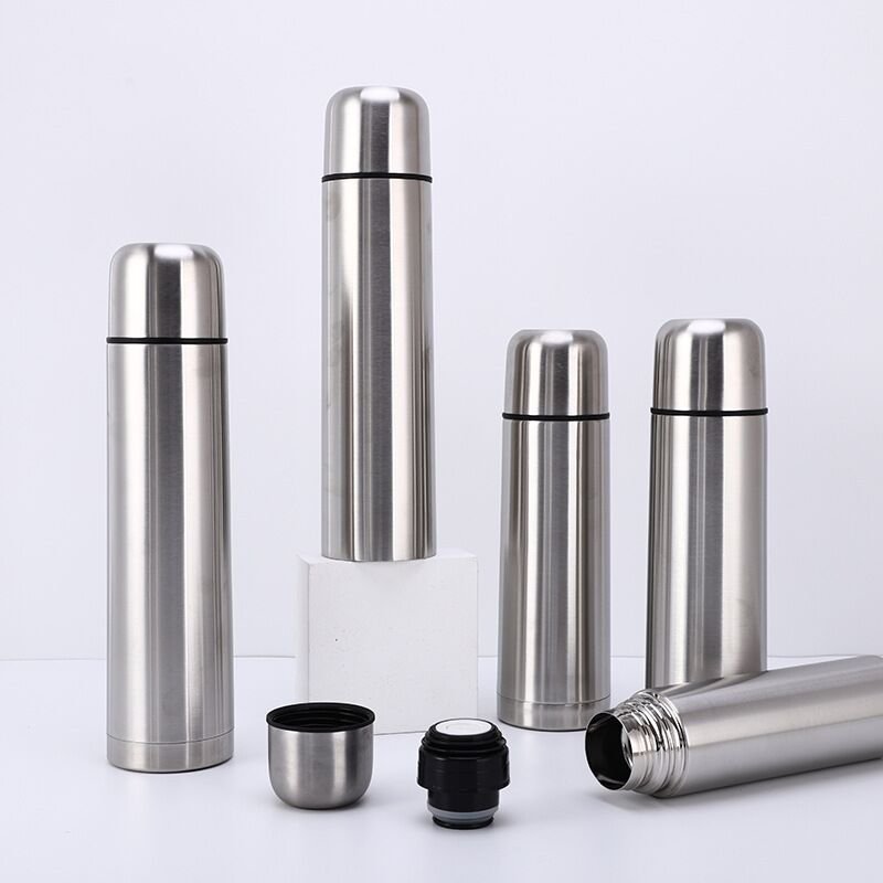 high quality bullet shape vacuum insulated travel bottle custom thermos flask with cup lid