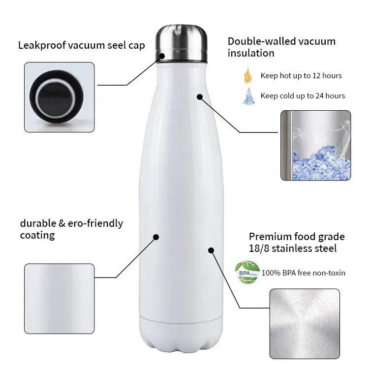 Oem Color 17oz 12oz Vacuum Stainless Steel thermos insulated cola shaped reusable water bottle
