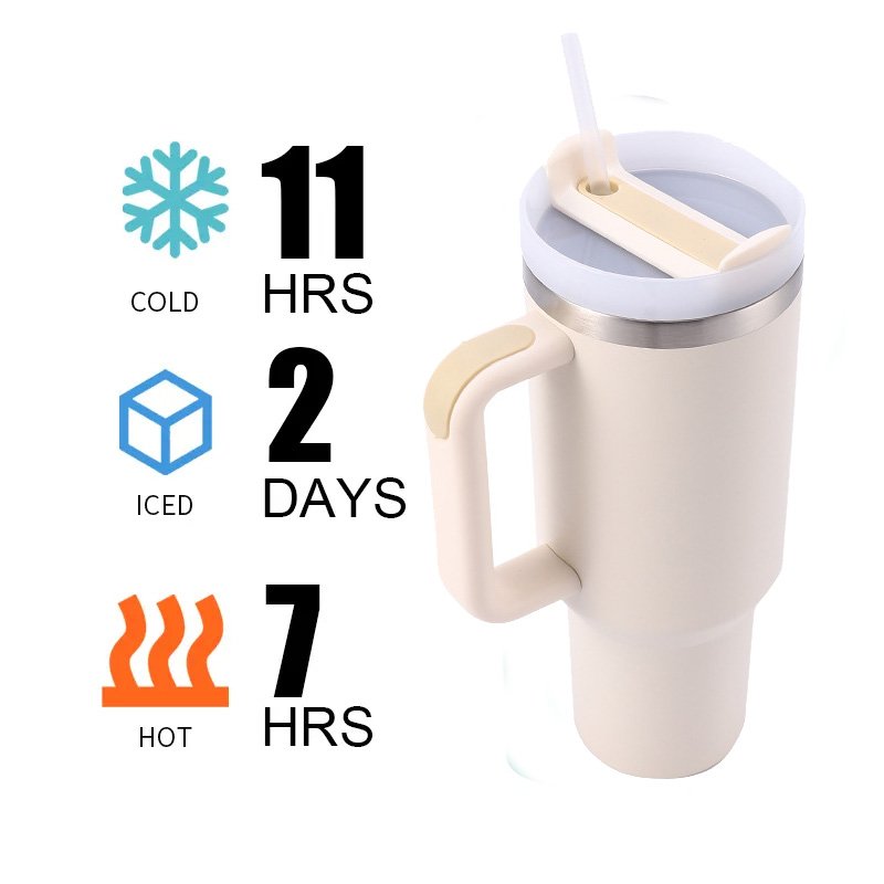 Custom Wholesale Adventure Stainless Steel Double Wall Vacuum Metal Cup Travel Coffee Mug 40oz Tumbler With Straw and Handle