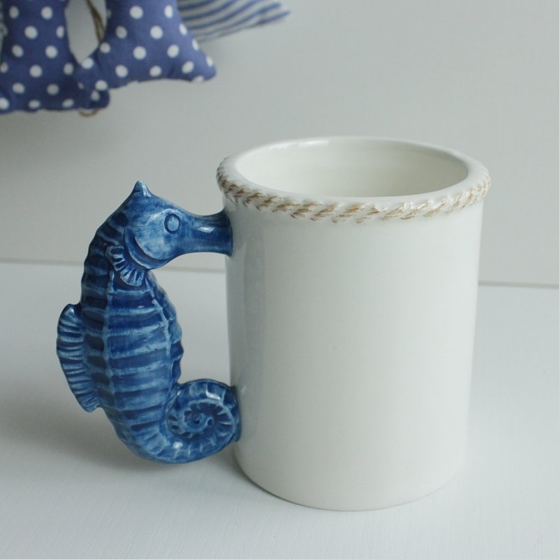 3D Creative Sea Horse Shaped Handgrip Coffee Mugs Custom Logo 8oz 11oz 12oz 16oz Ceramic Mugs