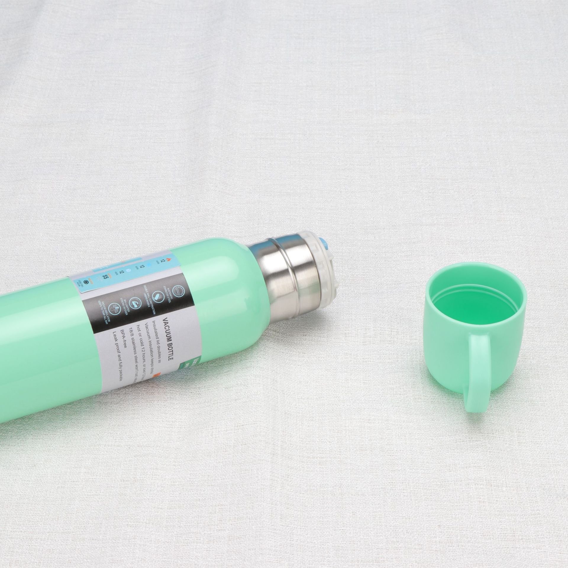 hot sale gift double wall water bottle stainless steel 500ml bullet thermo vacuum flask set termos with 2 cups customized colors