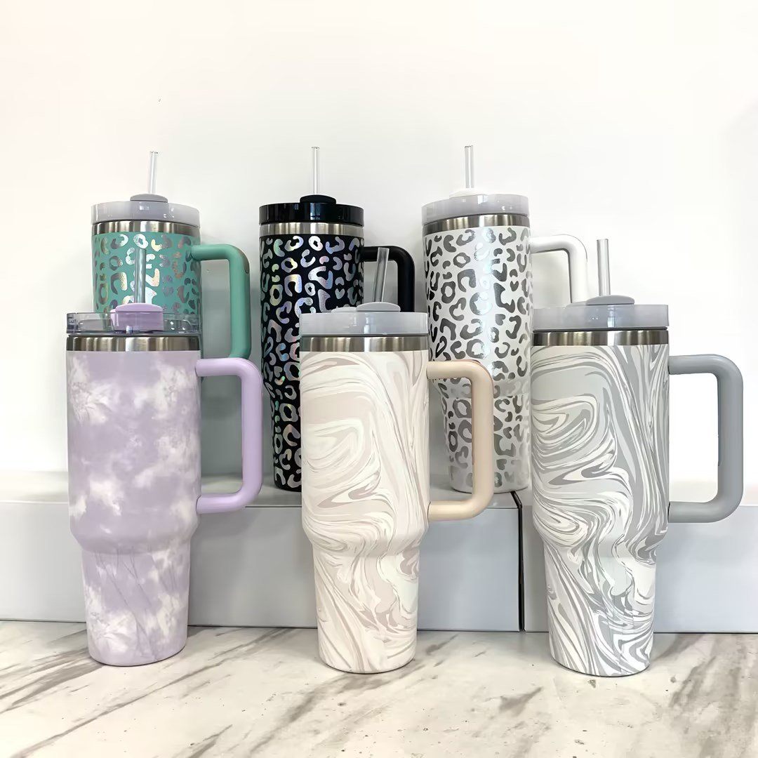 Adventure h2.0 fluid pink 40oz stainless steel insulated tumbler 40 oz travel mug with straw and handle lid