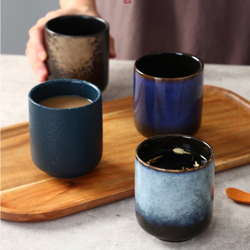 High Quality Creative Retro Japanese Ceramic Coffee Mugs Kiln Changed 10 oz Vintage Pottery Hand Made Porcelain Tea Cups