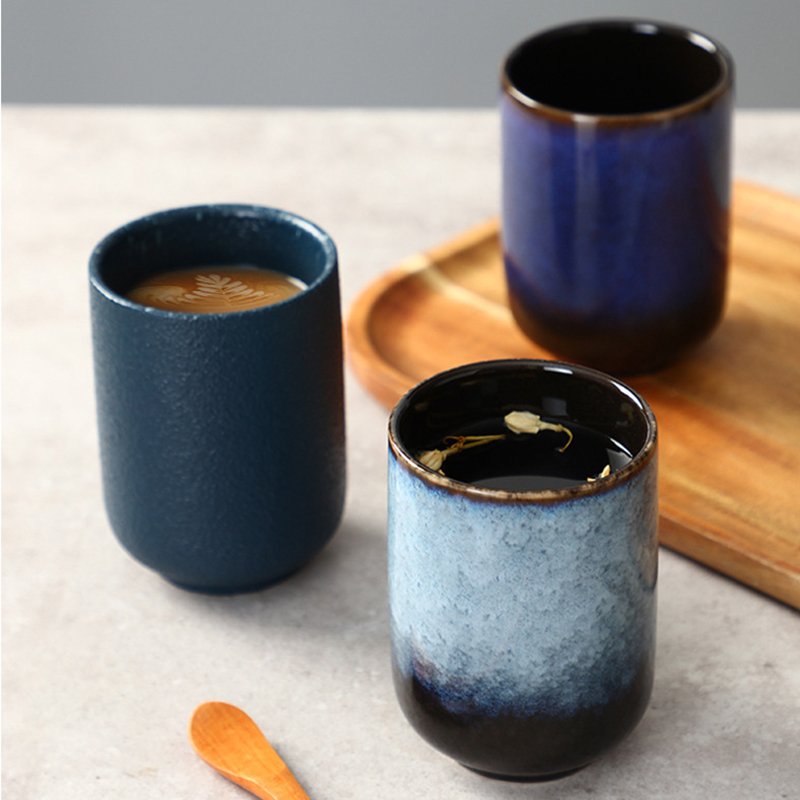 High Quality Creative Retro Japanese Ceramic Coffee Mugs Kiln Changed 10 oz Vintage Pottery Hand Made Porcelain Tea Cups