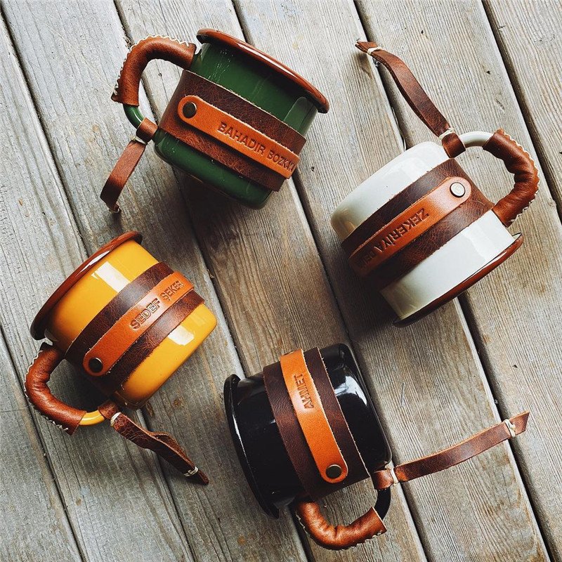 Camping Mugs Happy Campers Campfire Cup Enamel Camping Cups Outdoor Campervan Coffee Handle Mug Camper Van Gift