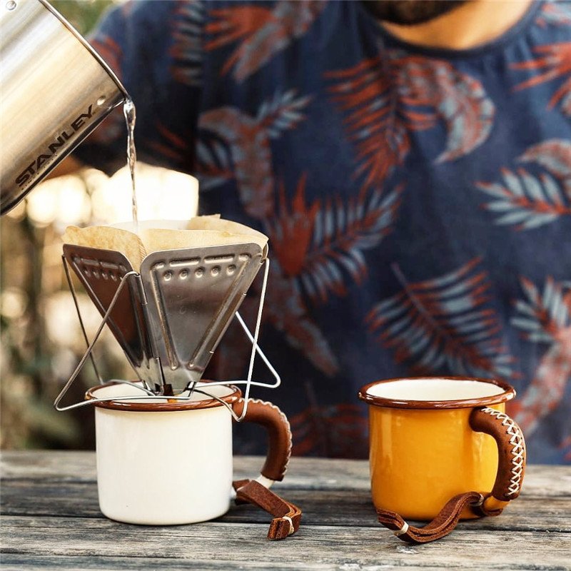 Camping Mugs Happy Campers Campfire Cup Enamel Camping Cups Outdoor Campervan Coffee Handle Mug Camper Van Gift
