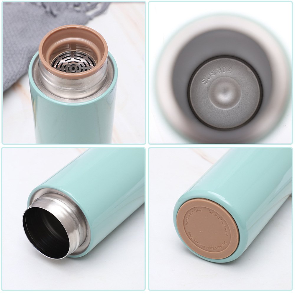 Custom Logo Termo 500ml Wood Grain Lid Cup 304 Stainless Steel Double Wall Insulated Thermos Flask Vacuum Termo Cup Water Bottle