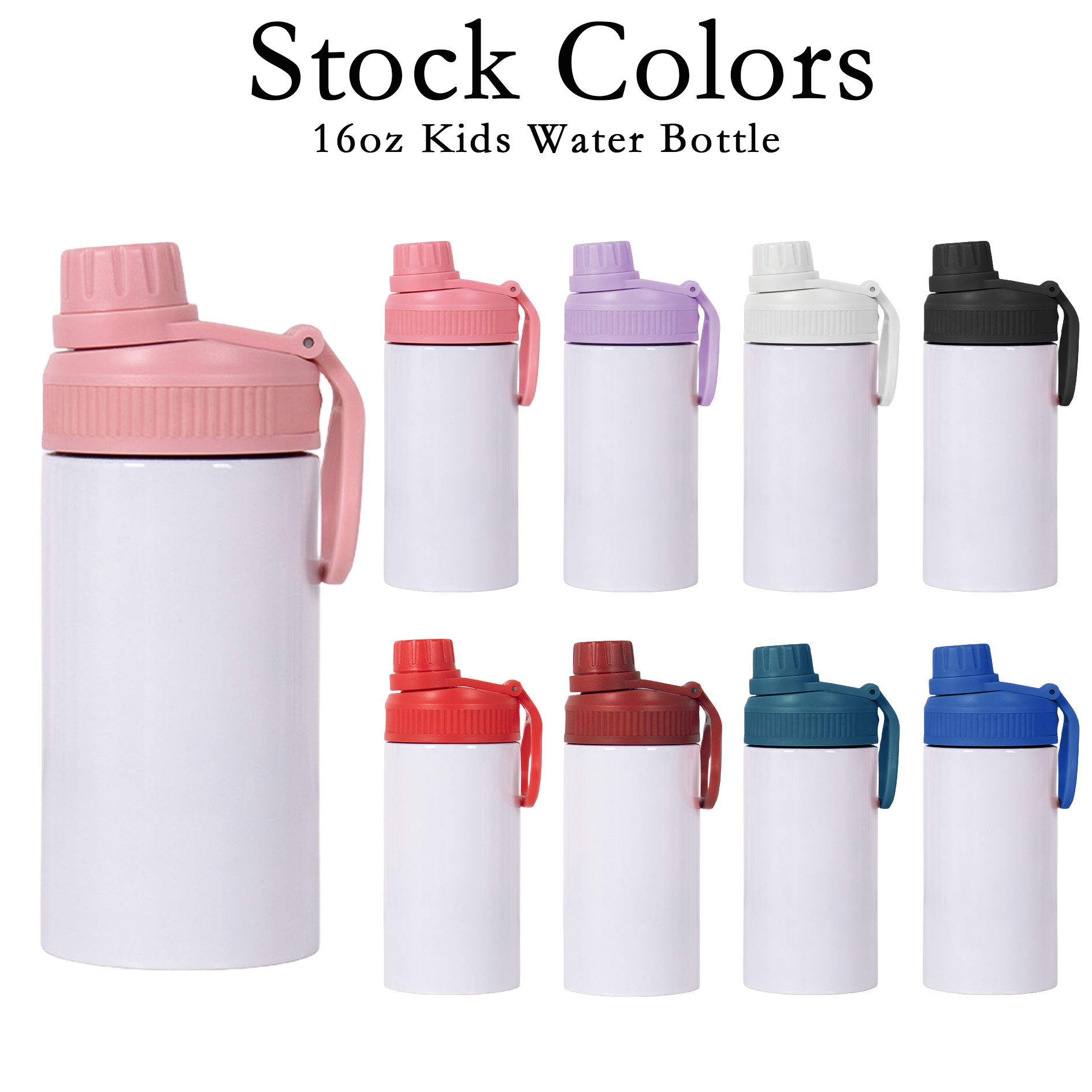 Custom 16oz Sublimation Stainless Steel Metal Insulated travel mug sport travel Kids Water Bottle for children
