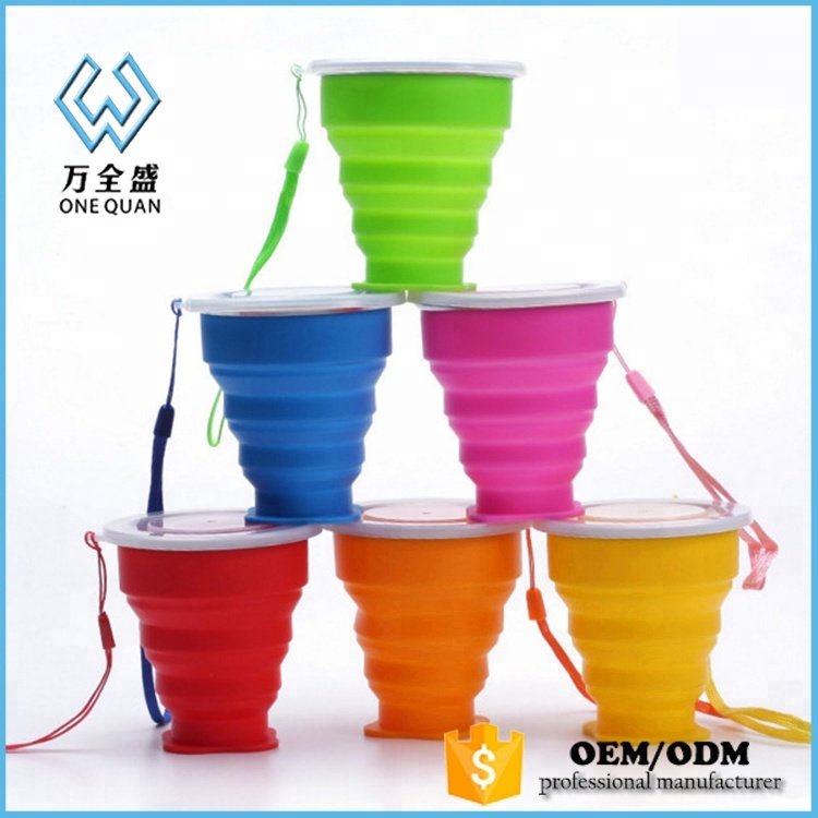 Outdoor Foldable leakproof Coffee Water Cup Silicone Drinking Collapsible Travel Mugs With Lids