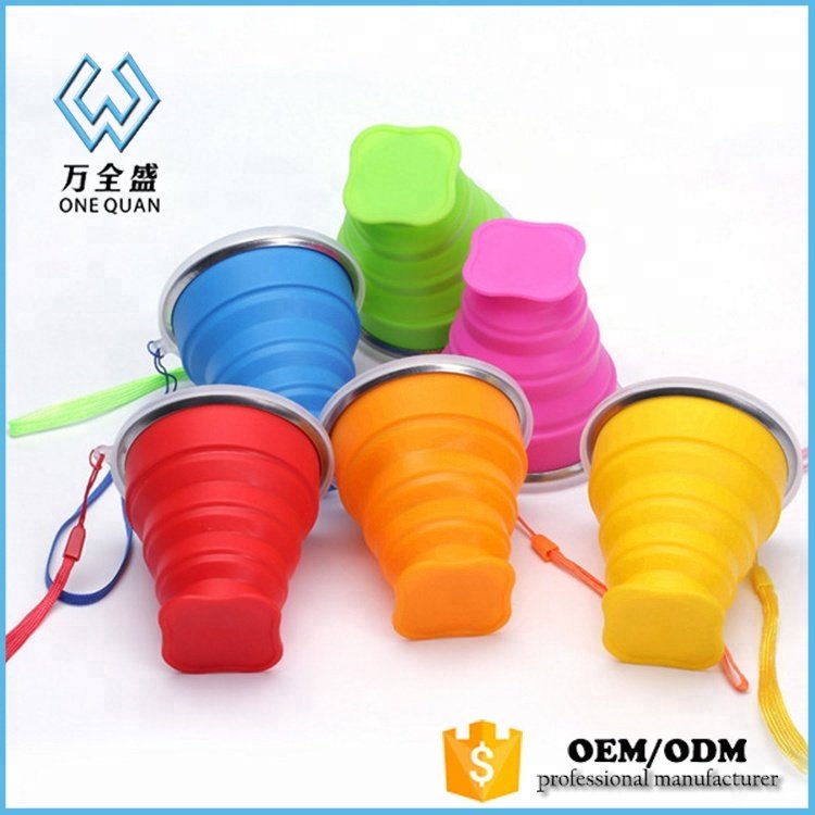 Outdoor Foldable leakproof Coffee Water Cup Silicone Drinking Collapsible Travel Mugs With Lids