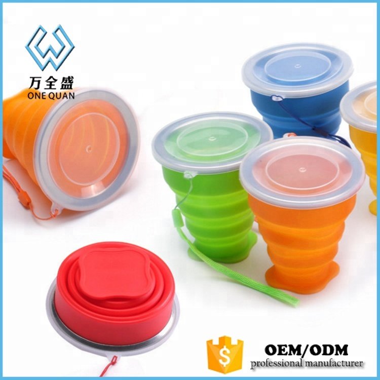 Outdoor Foldable leakproof Coffee Water Cup Silicone Drinking Collapsible Travel Mugs With Lids