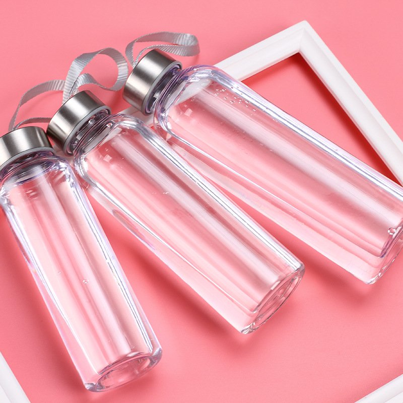 Plastic Casual Camp Water Bottle Water Jug Straight 300/400/500ml Clear Tumbler Student Drinking Bottles
