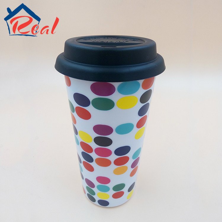 plastic biodegradable promotional natural Bamboo Fiber Mug Tumbler Travel Mug eco friendly Coffee Cup with silicone lid