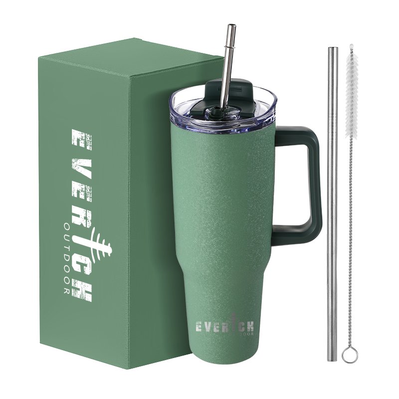 2024 Everich Outdoor 40oz Tumblers Wholesale Bulk Double Wall Insulated stainless steel Tumbler with Handle Straw