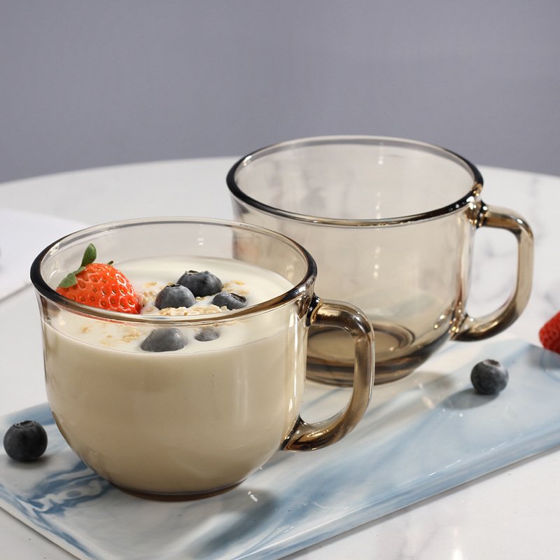 2023 high quality round shape breakfast cup oat cup coffee glass mug cup