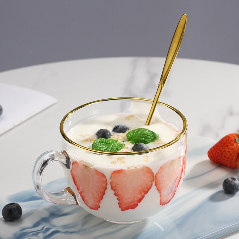 2023 high quality round shape breakfast cup oat cup coffee glass mug cup