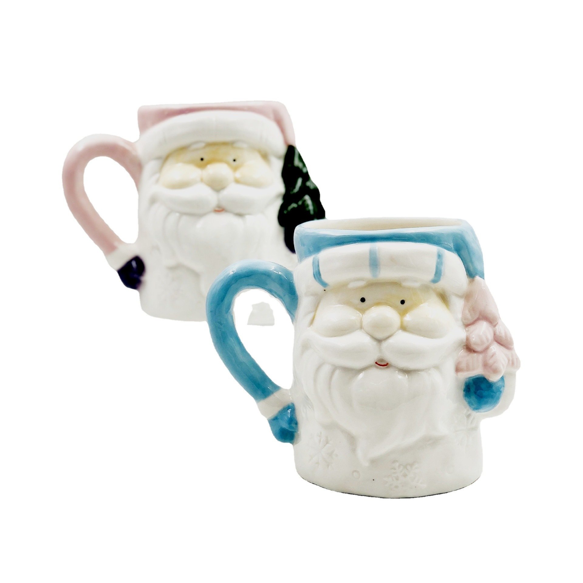GZYSL custom Vintage Santa Christmas ceramic mugs Creative 3D Cartoon animal Handmade Festival Promotional Snowman Cookie Mug