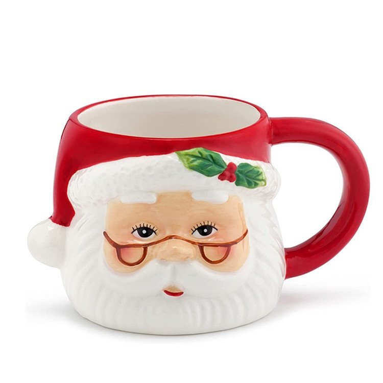 GZYSL custom Vintage Santa Christmas ceramic mugs Creative 3D Cartoon animal Handmade Festival Promotional Snowman Cookie Mug