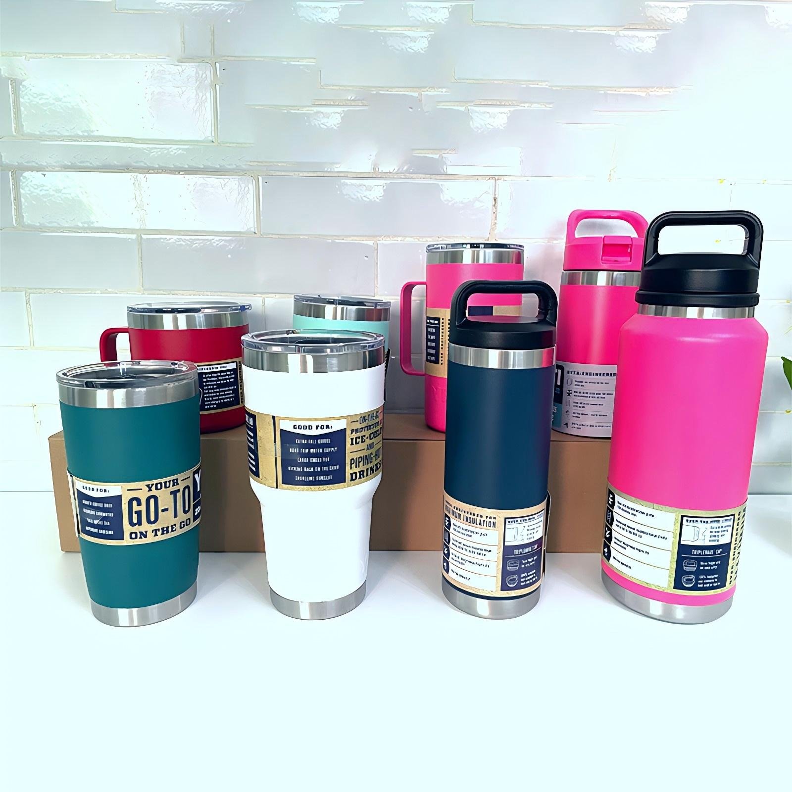 High Quality 1:1 YT Vasos 14oz Double Wall Vacuum Stainless Steel Insulated Coffee Thermo Travel Mug Tumbler Cup with Handle