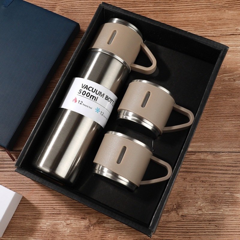 500ML Stainless Steel Sport Vacuum Flask Outdoor Thermos Bottle Lid Hot Water Office Business Gift Set-Indoor/Outdoor Couple Cup