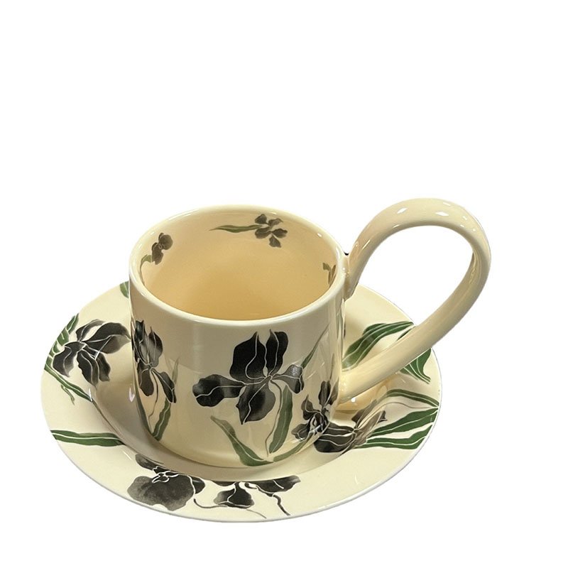 Vintage American coffee cup and saucer delicate light luxury oil painting mug